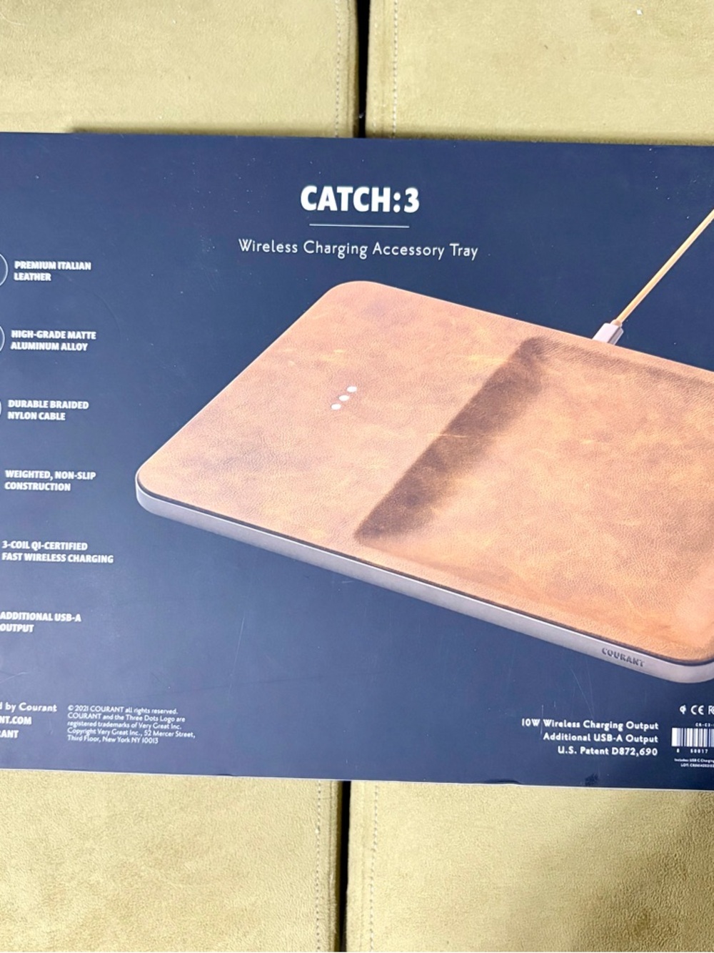 Courant Catch 3 Wireless Charging Accessory Tray - Brown